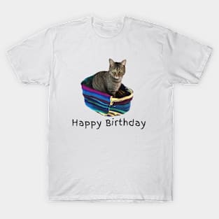 Happy Birthday Kitty in a Basket T-Shirt